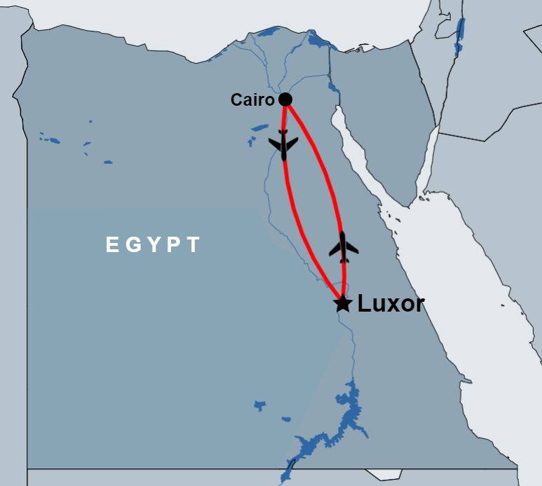 Day Tour to Cairo from Luxor by Flight map Day Tour to Cairo from Luxor by Flight map
